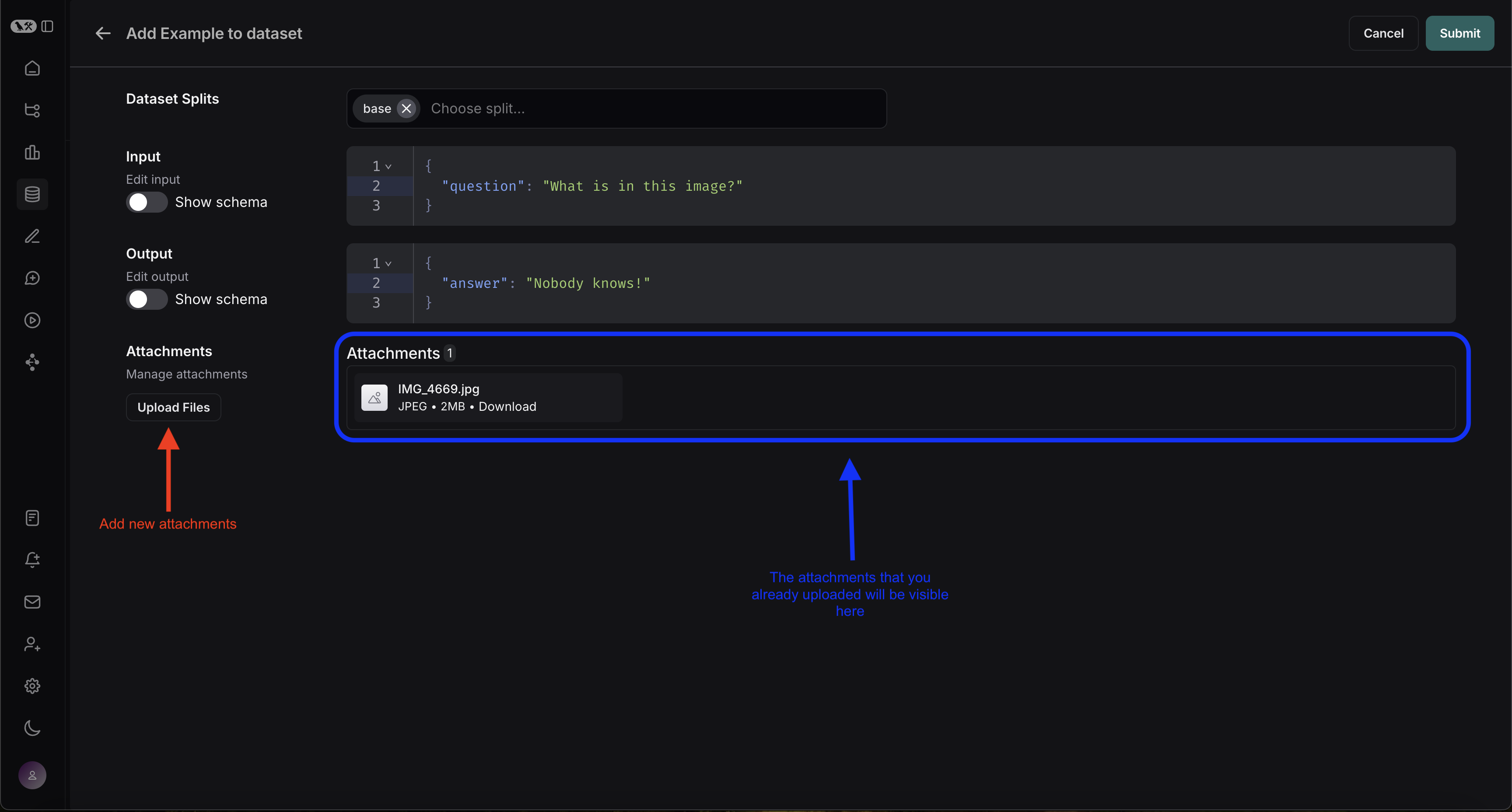 创建带附件的示例
